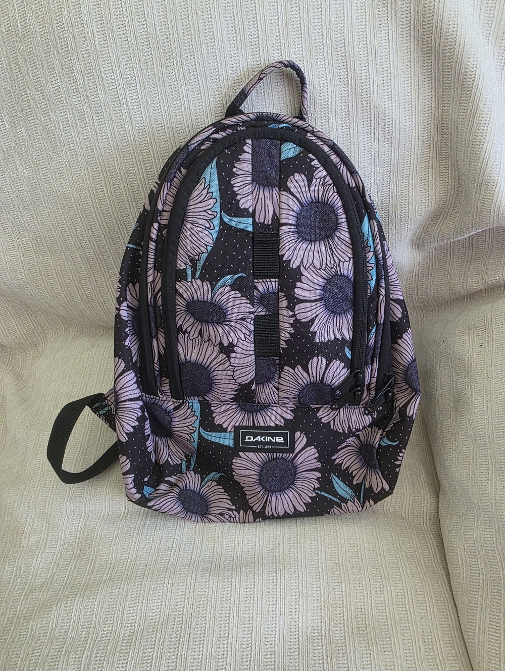 Dakine Mini Backpack in Black with Purple Floral Print